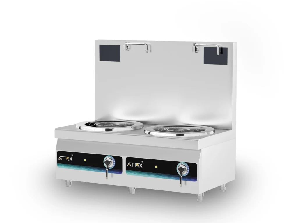 Floor induction double stock pot cooker 1