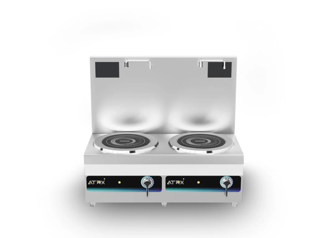 Floor induction double stock pot cooker 3