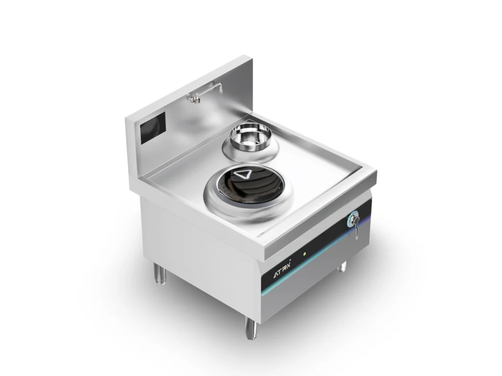 Floor induction wok cooker with sink 2