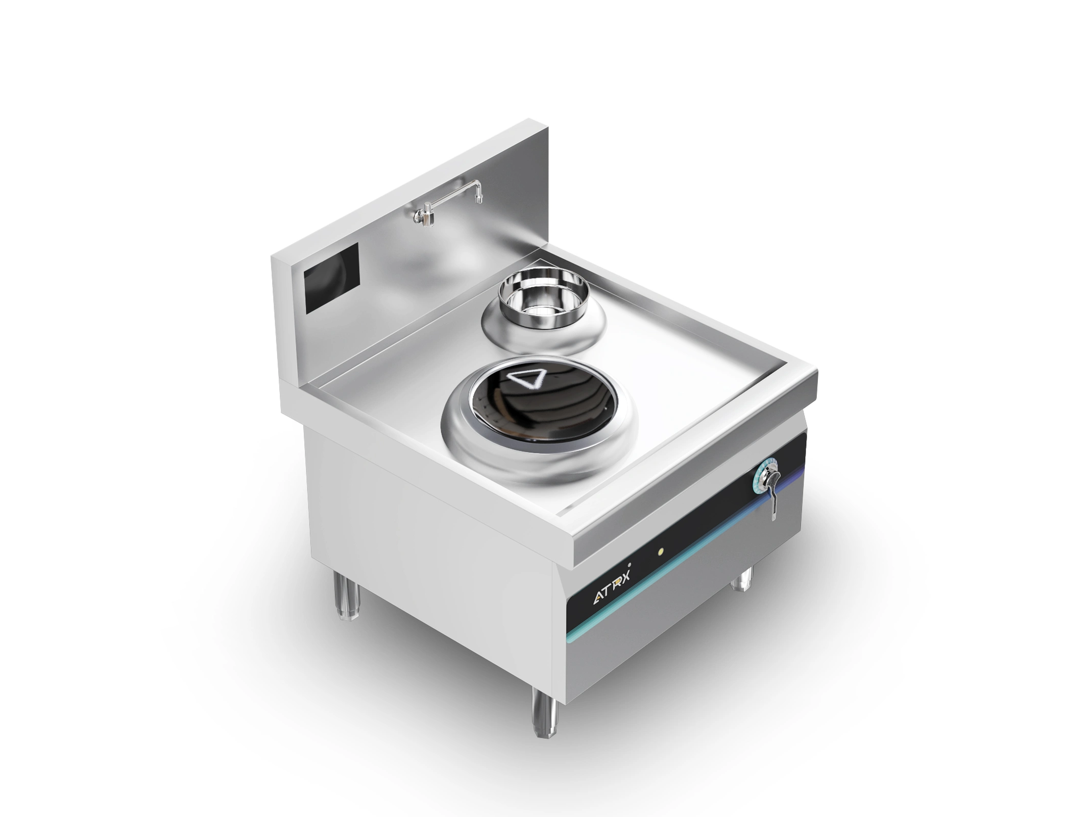 Floor induction wok cooker with sink 2