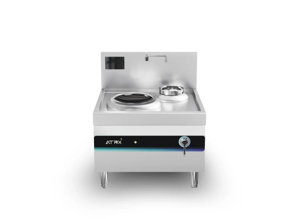 Floor induction wok cooker with sink 3