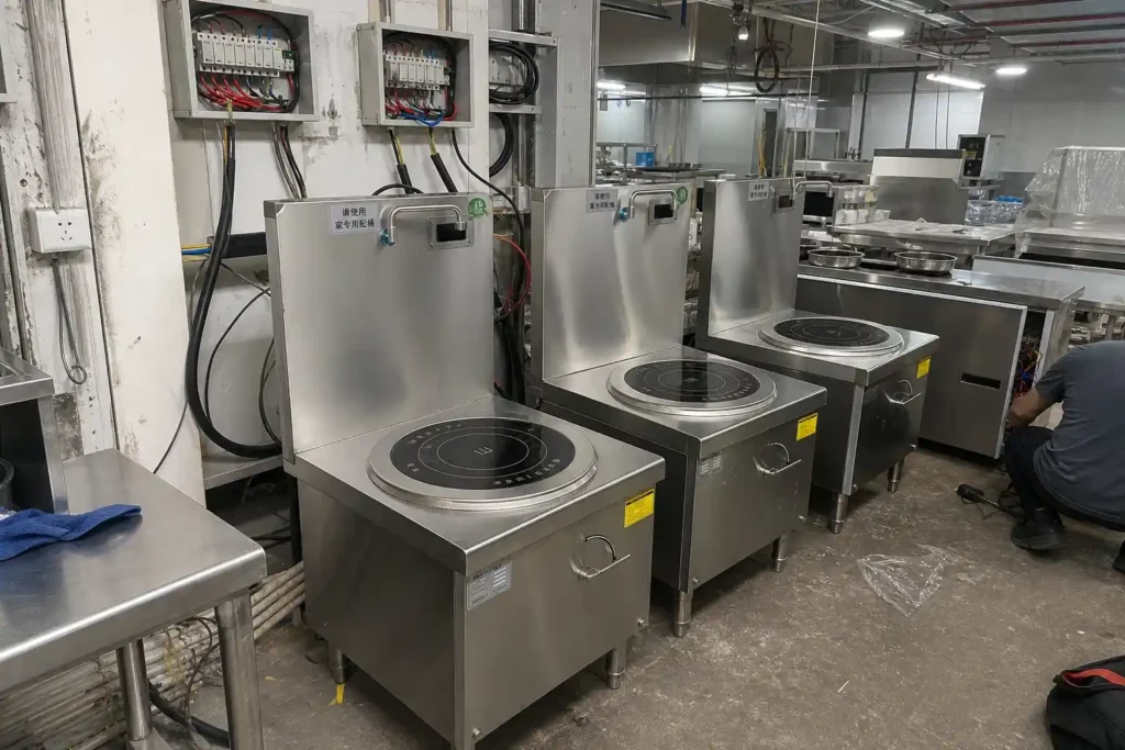 commercial induction cooker electric connection