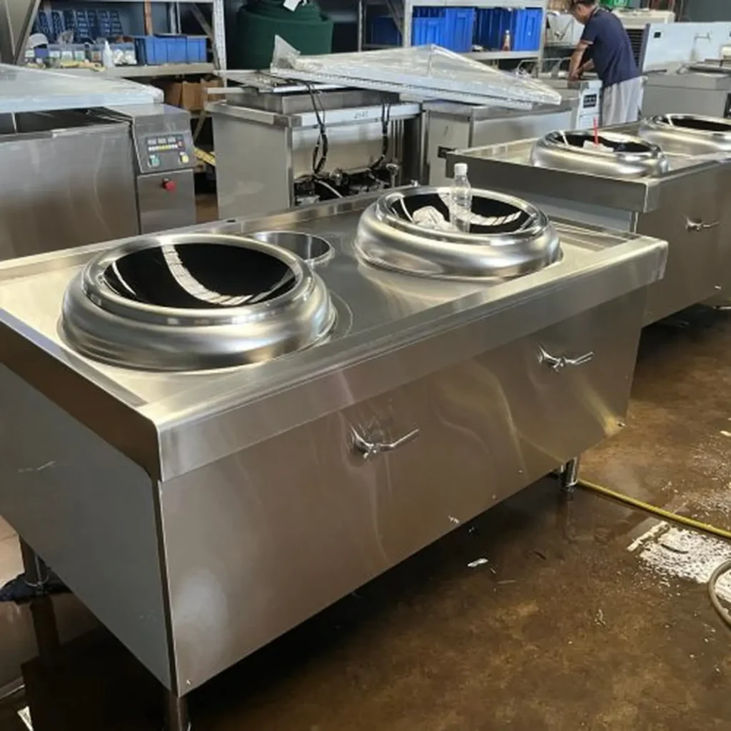 commercial induction double wok cooker