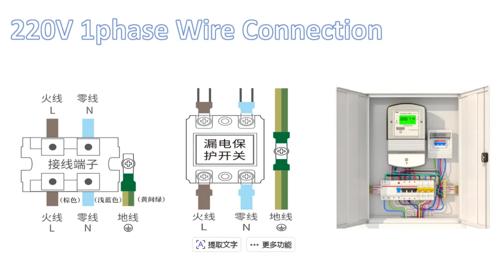 220V 1PHASE WIRE CONNECTION