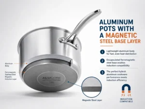 ALUMINUMPOTS WITHA MAGNETICSTEEL BASE LAYER