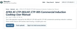 ATRX AT-CTP-003AT-CTP-005 Commercial Induction Cooktop User Manual