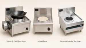 Forced-Air High-Flame Burners, Infrared Burners, and Commercial Induction Wok Ranges