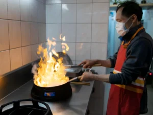 Forced-air high-flame burners
