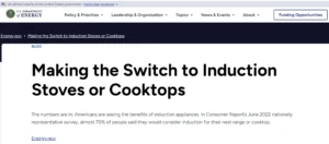 U.S. Department testing of induction vs gas