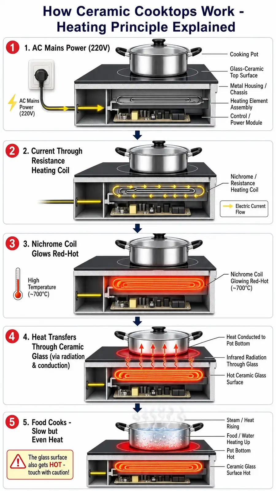 ceramic cooktop heats principle