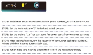 commercial induction cooktop operate manual